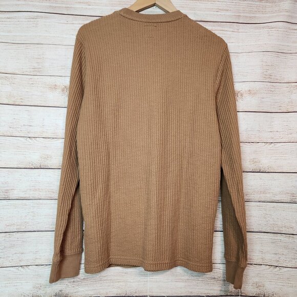 RVCA Day Shift Thermal Shirt Men’s Large Brown Waffle Knit Long Sleeve Size M - Picture 9 of 15